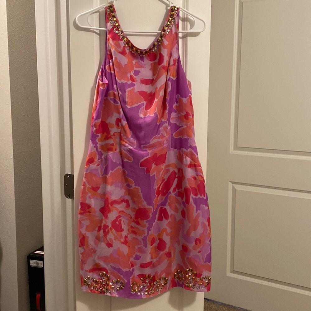 Lilly Pulitzer Pulaski beaded silk dress- 10